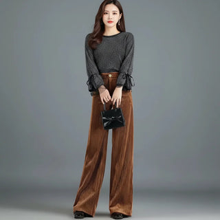 Perrine | Pantalon large en velours côtelé taille haute