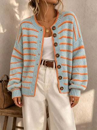 Iseult | Cardigan en maille à rayures contrastées