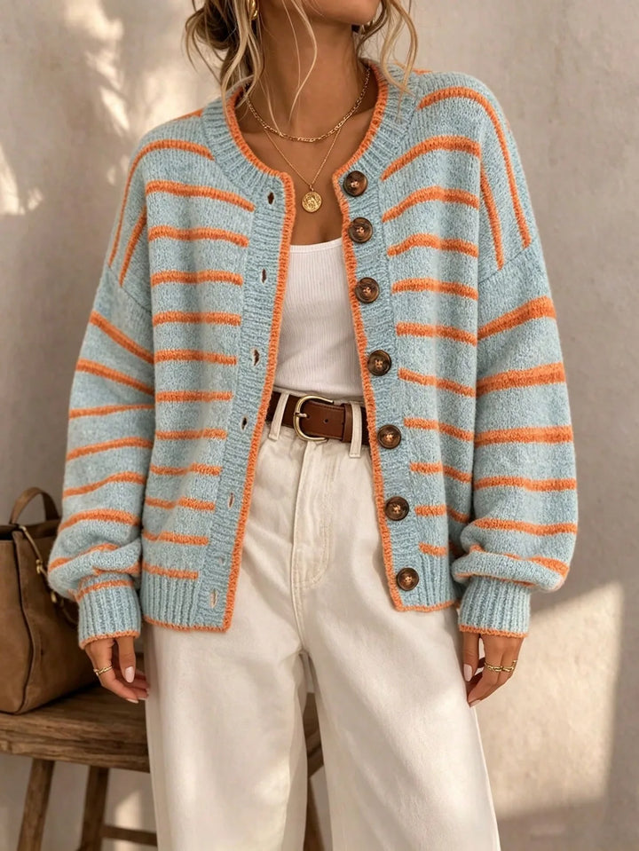 Iseult | Cardigan en maille à rayures contrastées