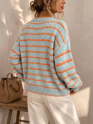 Iseult | Cardigan en maille à rayures contrastées