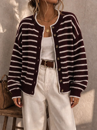 Iseult | Cardigan en maille à rayures contrastées