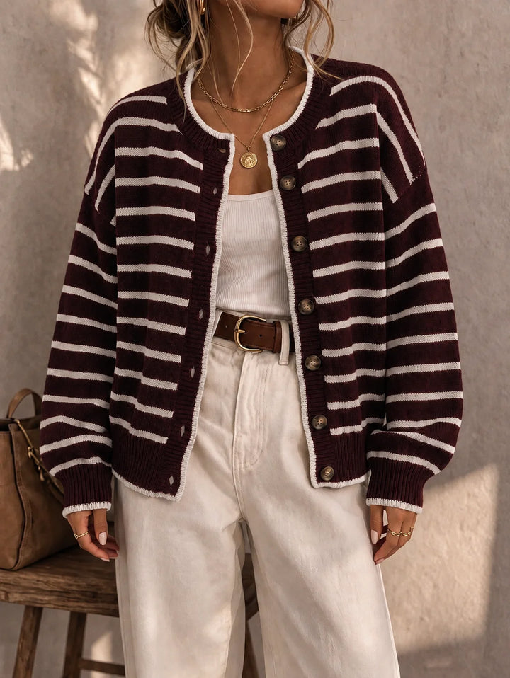 Iseult | Cardigan en maille à rayures contrastées