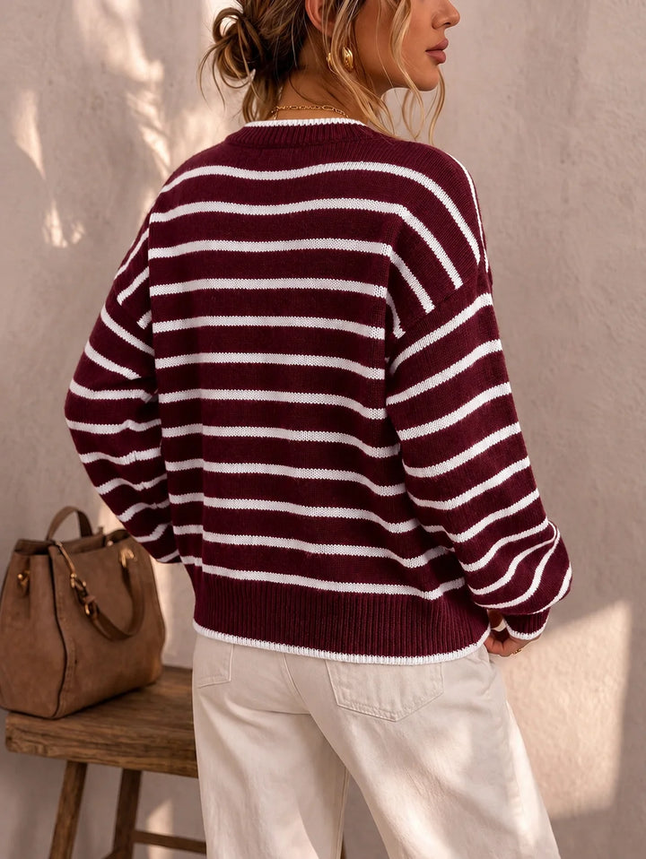 Iseult | Cardigan en maille à rayures contrastées