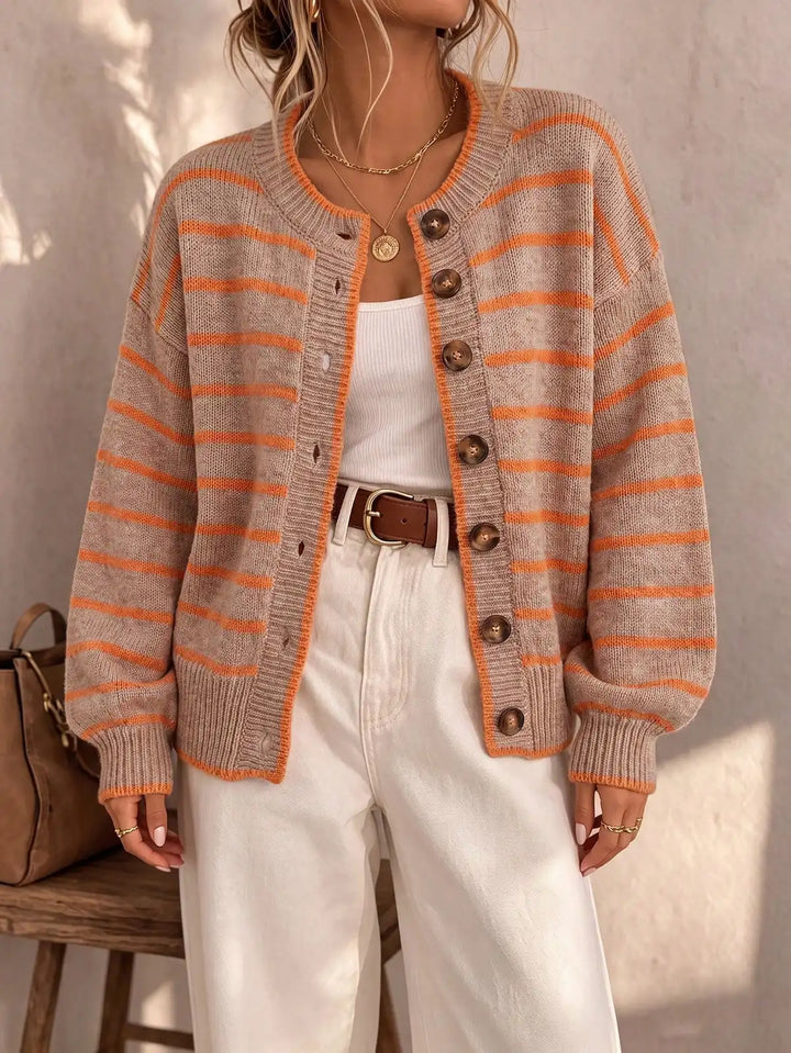 Iseult | Cardigan en maille à rayures contrastées