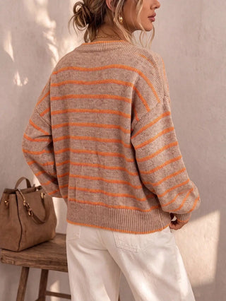 Iseult | Cardigan en maille à rayures contrastées