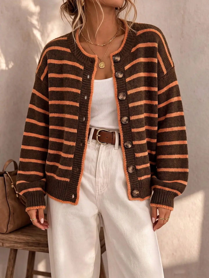 Iseult | Cardigan en maille à rayures contrastées