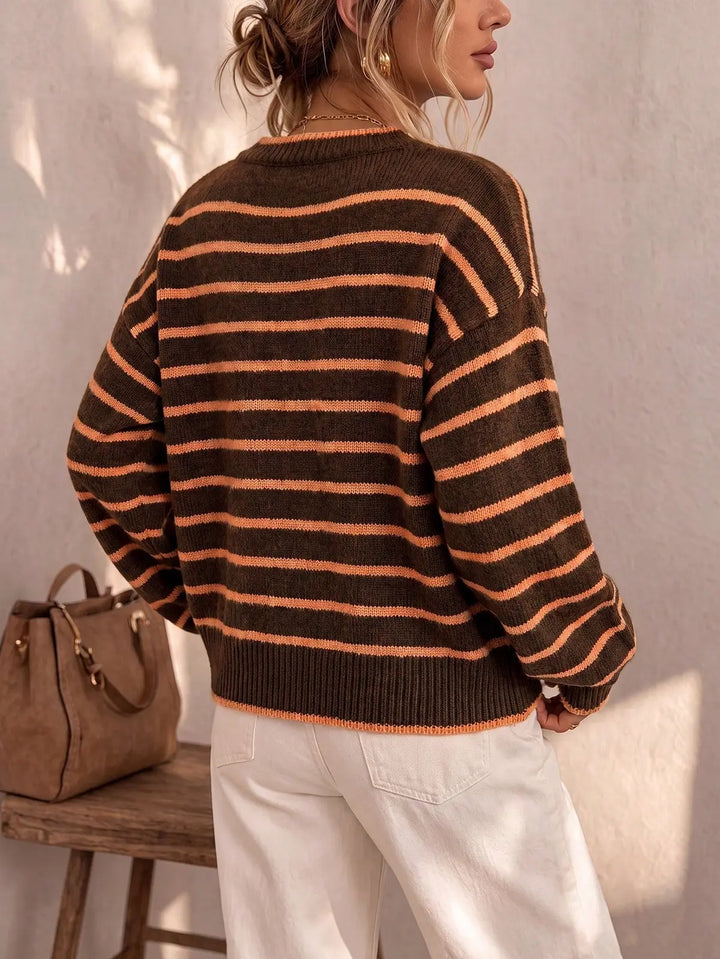 Iseult | Cardigan en maille à rayures contrastées