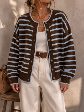 Iseult | Cardigan en maille à rayures contrastées