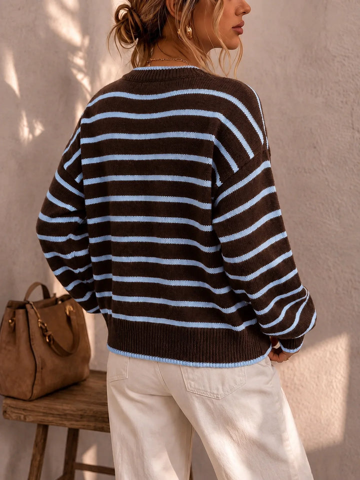 Iseult | Cardigan en maille à rayures contrastées