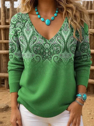 Colombine – pull col V à motif paisley