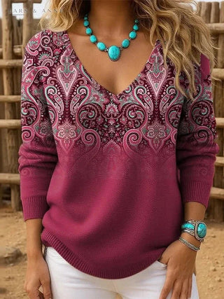 Colombine – pull col V à motif paisley