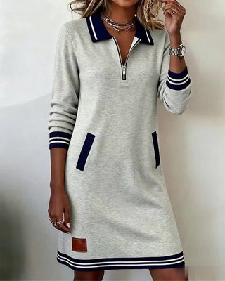 Adèle | Robe polo zippée à manches longues