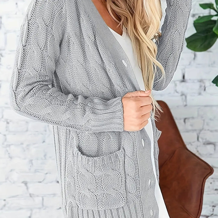 Églantine | Cardigan torsadé boutonné à poches