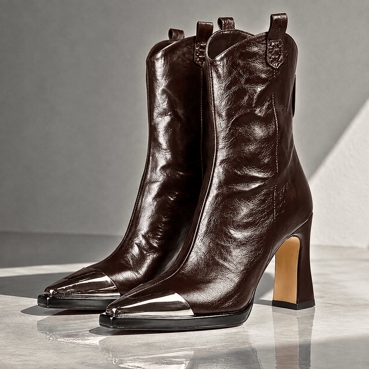 Ambre | Bottines western à bout métallisé