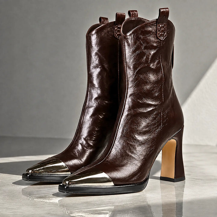 Ambre | Bottines western à bout métallisé