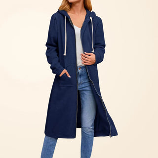 Lorène | Cardigan long zippé à capuche