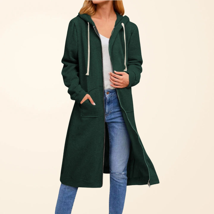 Lorène | Cardigan long zippé à capuche