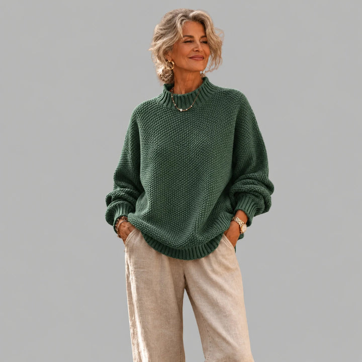 Hortensia | Pull ample col montant en maille texturée