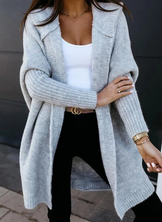 Pervenche | Cardigan long à capuche en maille douce