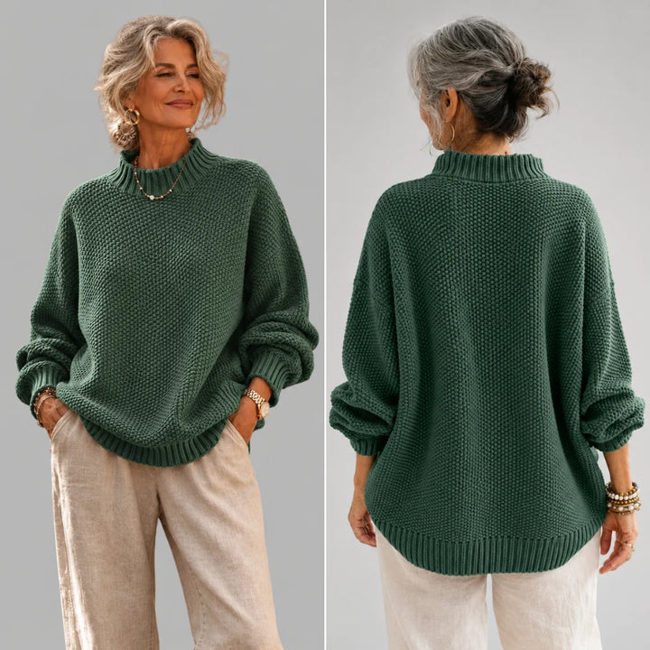 Hortensia | Pull ample col montant en maille texturée