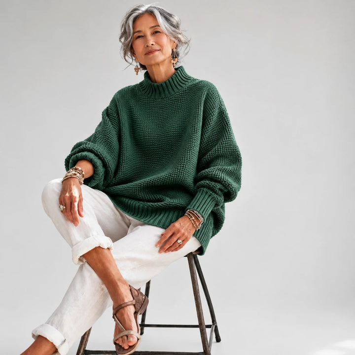Hortensia | Pull ample col montant en maille texturée