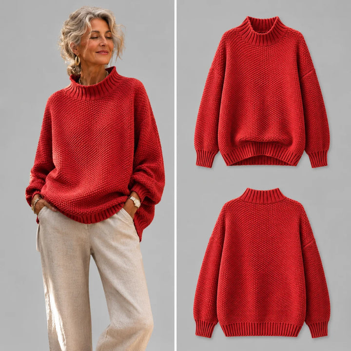Hortensia | Pull ample col montant en maille texturée
