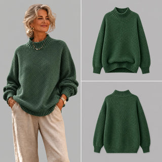 Hortensia | Pull ample col montant en maille texturée