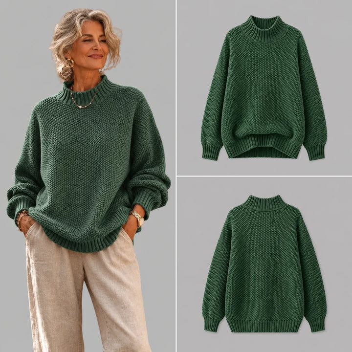 Hortensia | Pull ample col montant en maille texturée