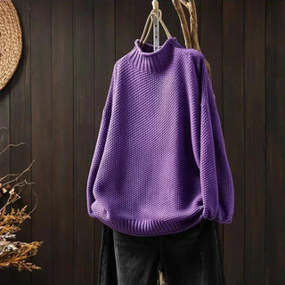 Hortensia | Pull ample col montant en maille texturée