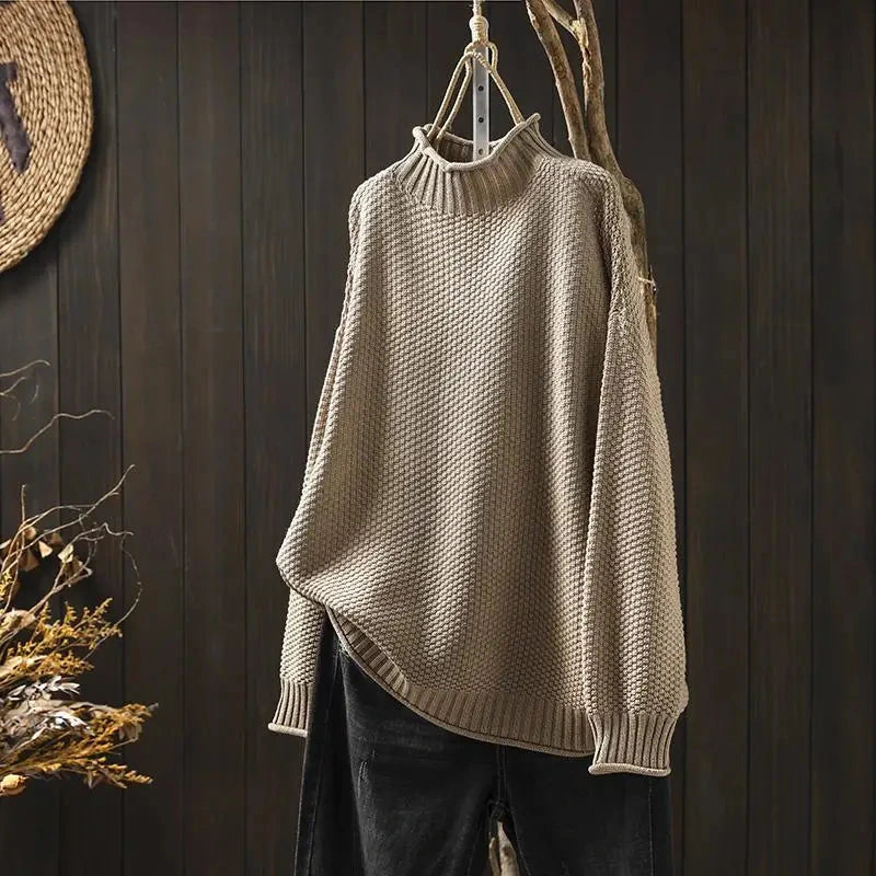 Hortensia | Pull ample col montant en maille texturée