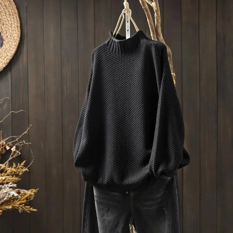 Hortensia | Pull ample col montant en maille texturée