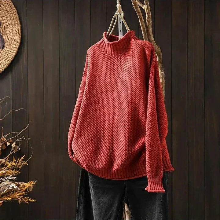 Hortensia | Pull ample col montant en maille texturée