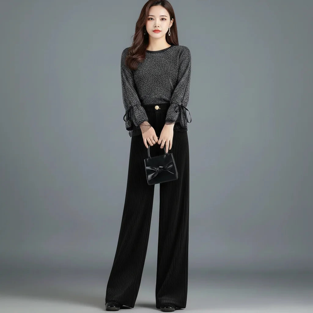 Perrine | Pantalon large en velours côtelé taille haute