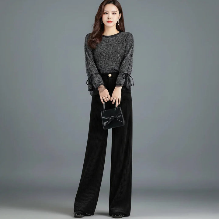 Perrine | Pantalon large en velours côtelé taille haute