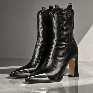 Ambre | Bottines western à bout métallisé
