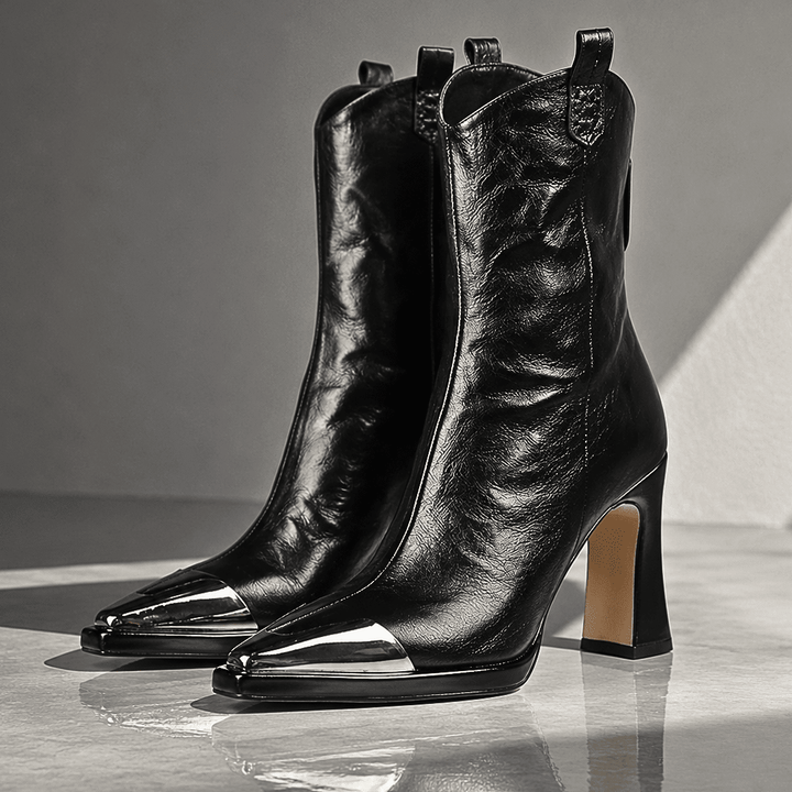 Ambre | Bottines western à bout métallisé