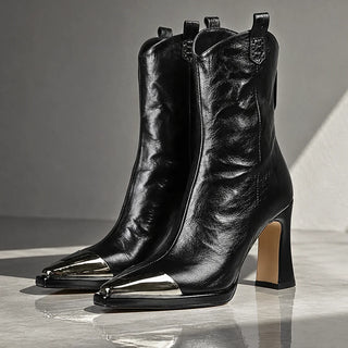 Ambre | Bottines western à bout métallisé