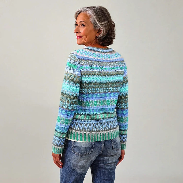 Bertille | Pull en maille jacquard tons océan