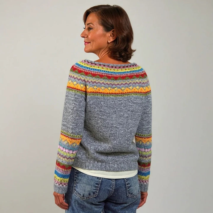Ysaline | Pull en maille à empiècement multicolore