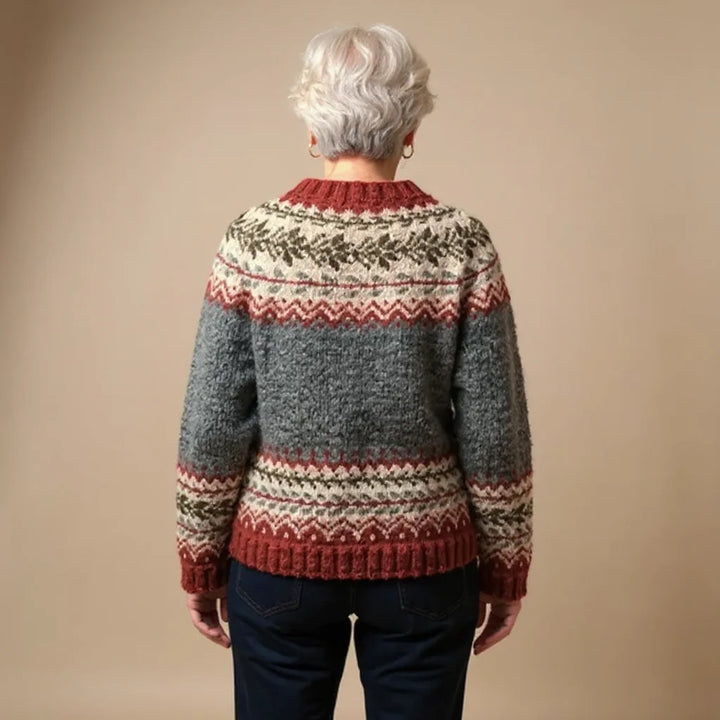 Clotilde | Gilet en maille jacquard boutonné