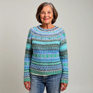 Bertille | Pull en maille jacquard tons océan