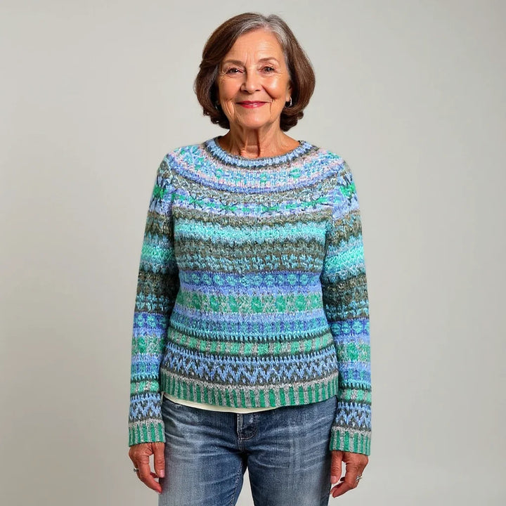 Bertille | Pull en maille jacquard tons océan