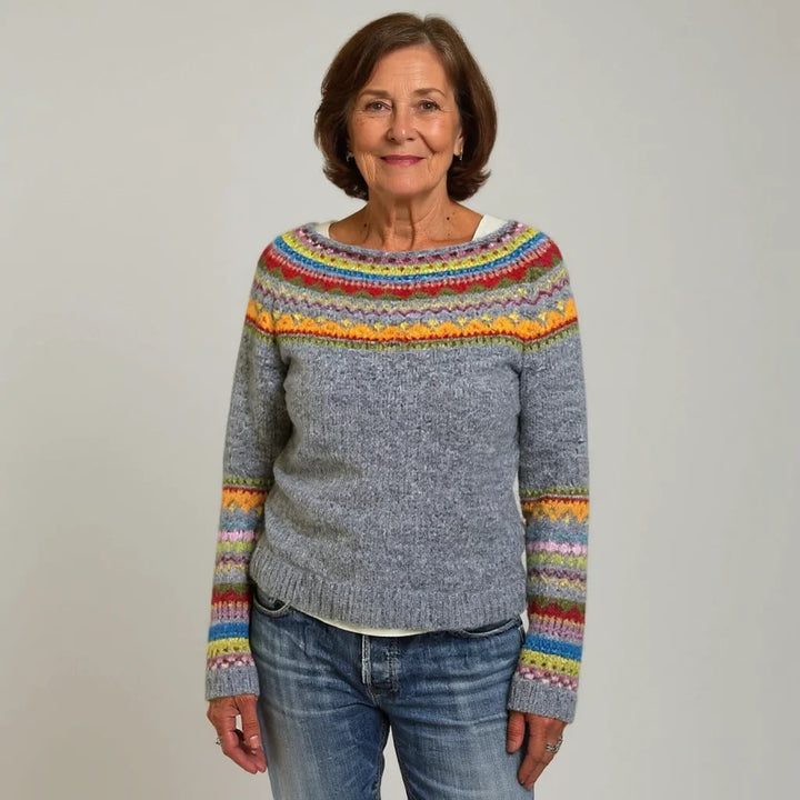 Ysaline | Pull en maille à empiècement multicolore