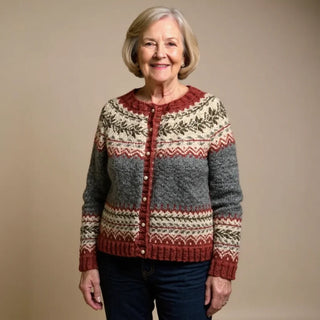Clotilde | Gilet en maille jacquard boutonné