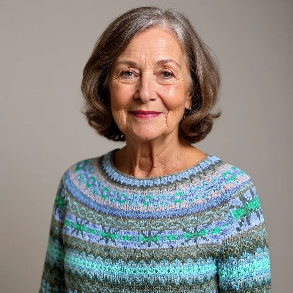 Bertille | Pull en maille jacquard tons océan