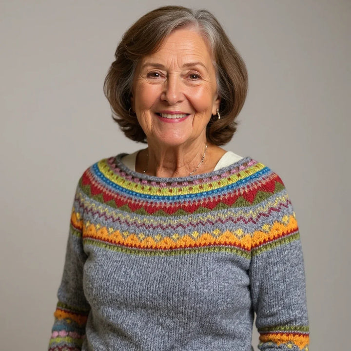 Ysaline | Pull en maille à empiècement multicolore