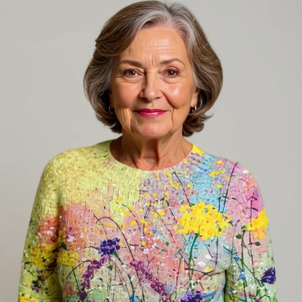 Florine | Pull en maille imprimé fleurs des champs