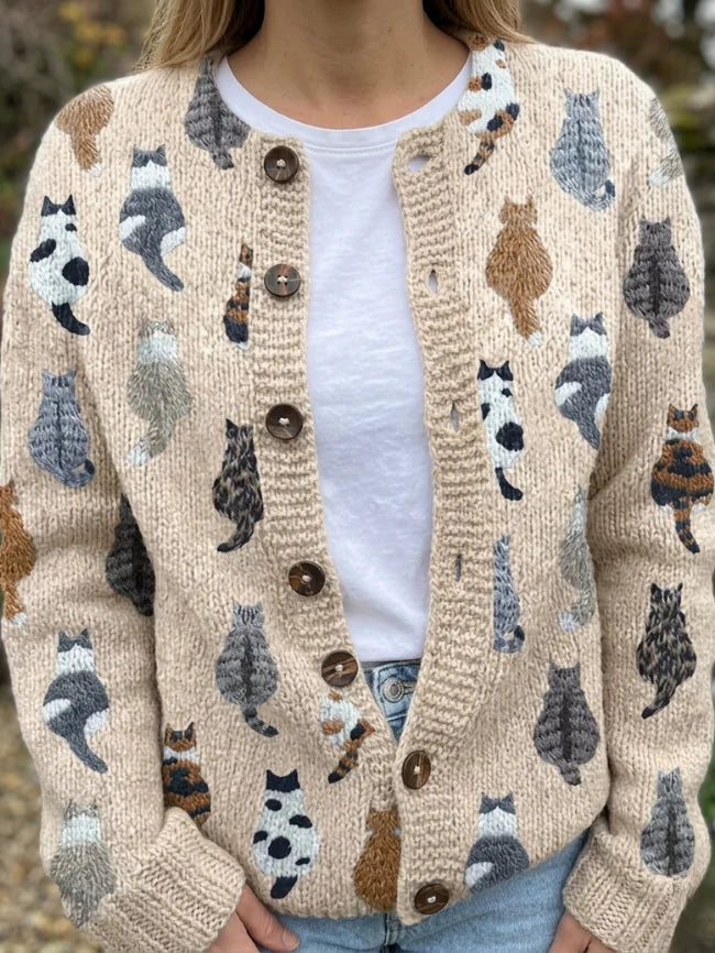 Marceline | Cardigan à motif chats
