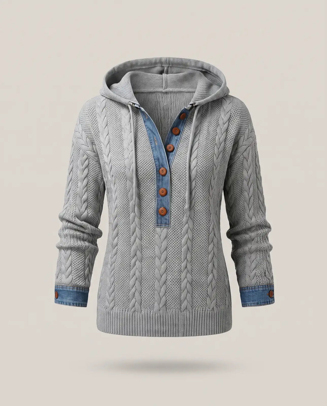 Liliane | Sweat à capuche torsadé à détails denim