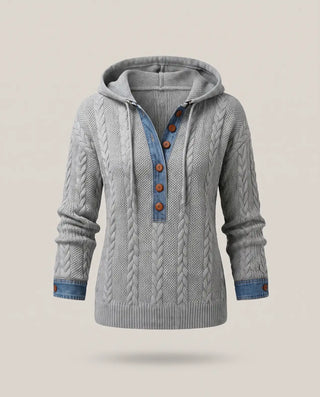 Liliane | Sweat à capuche torsadé à détails denim